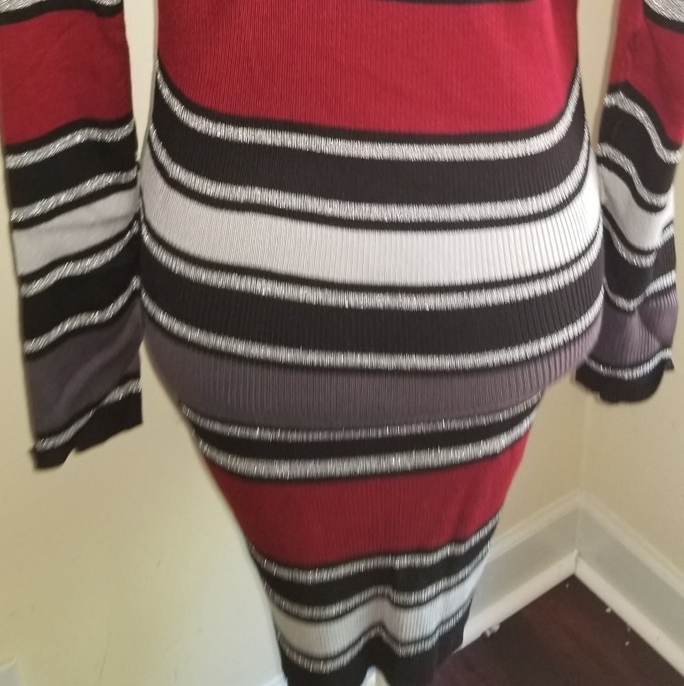 Derek Heart Metallic Stripe Bodycon Sweater Dress - Picture 5 of 6